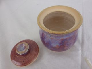 Small Lidded Jar Trinket Box - Signed Purple Blue Glaze - Vintage Studio Pottery 2
