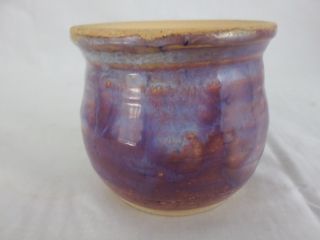 Small Lidded Jar Trinket Box - Signed Purple Blue Glaze - Vintage Studio Pottery 3
