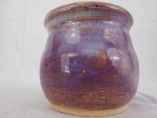 Small Lidded Jar Trinket Box - Signed Purple Blue Glaze - Vintage Studio Pottery 4