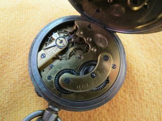 Vintage Helvetia Brevet 198 Swiss Military Silver Tone Pocket Watch - J7 5