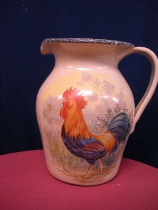 Stoneware USA VTG 1998 LG ROOSTER PITCHER Country Chicken Home & Garden Party 5