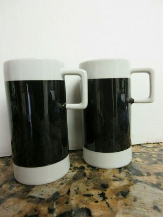 2 Vtg Braniff Airlines Black White Coffee Cup Espresso Hall China Stoneware Usa