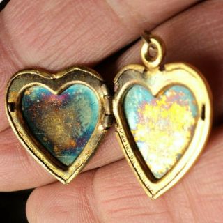 Vintage Tri - Color 1/20 Yellow Gold Over Sterling Silver Heart Locket Pendant 3