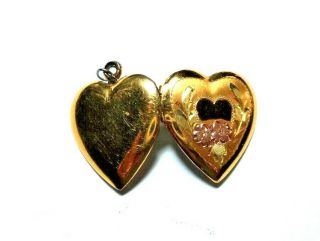 Vintage Tri - Color 1/20 Yellow Gold Over Sterling Silver Heart Locket Pendant 7