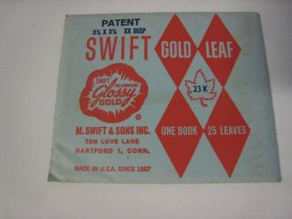 Vintage Swift 23k Gold Leaf Book 23 Sheets Leaves 3 - 3/8 " X 3 - 3/8 "