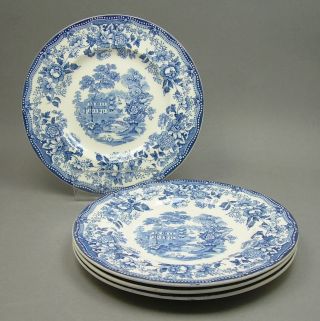 4 Vintage Royal Staffordshire Tonquin Clarice Cliff Blue Bread & Butter Plates