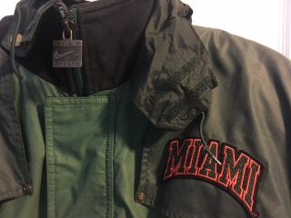 Vintage Nike University of Miami Hurricanes Men ' s Puffer Jacket Size Medium 3