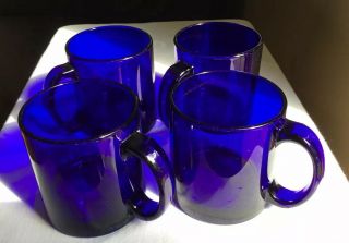 Set Of 4 Vintage Cobalt Blue Made In Usa Mugs