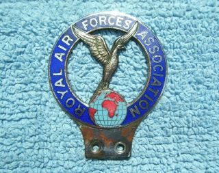 Vintage 1960s Royal Air Forces Association Car Badge - Enamel Raf/rafa Auto Emblem