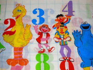 Pair Vintage Sesame Street Pillow Cases Counting Numbers Muppets Cookie Big Bird 3