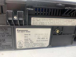 Panasonic PV - V4611 VHS VCR Player & No Remote 7