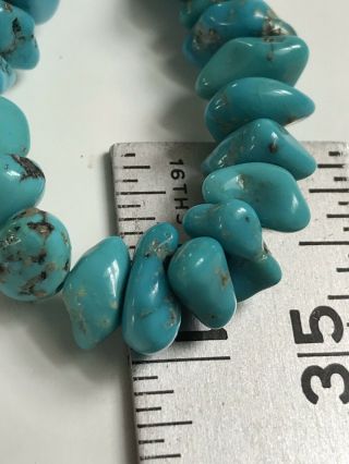 41gr Vintage Navajo Silver Turquoise Nuggets Beads Choker Necklace 17.  5 