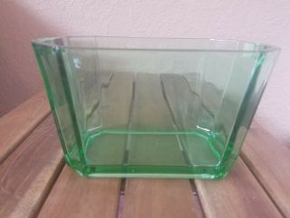 Heisey Glass Vintage Green Octagonal Handled Planter Or Ice Bucket