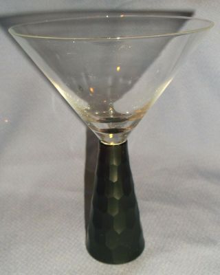 1 Vintage Roost Verglas Art Glass Martini Glass W/deep Brown Base 6 5/8 " H