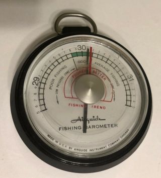 Vintage 1976 Airguide Fishing Barometer With Altitude Adjustment Usa