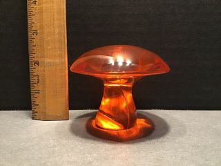 Vintage Mid Century Viking Glass Mushroom Paperweight - Persimmon Orange
