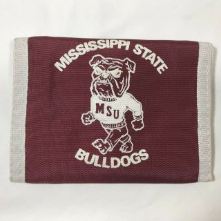 Mississippi State Bulldogs Nylon Hook Latch Bifold Wallet Vintage