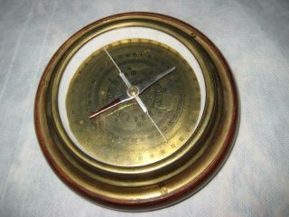 Vintage 6 " Wood / Brass / Glass Desktop Compass / Paperweight London