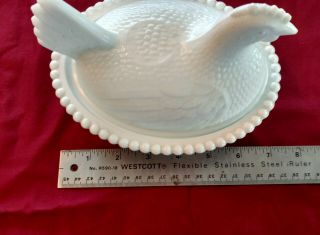 Vintage Chicken Hen on Nest Covered Candy Dish White Milk Glass PERFECT 5