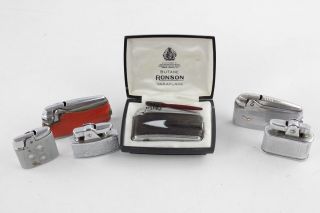 6 X Vintage Ronson Cigarette Lighters Inc.  Varaflame,  Box,  Leather Band