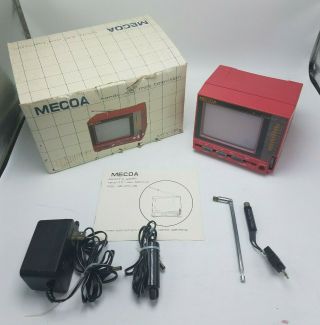 Vintage Mecoa Red Portable 4.  5 " Tv Mtv - 05 Complete W Oem Box