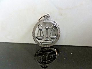 Vtg Solid Silver 835 Libra Zodiac Embossed Carved Charm Pendant