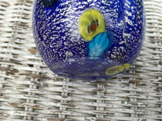 Vintage Murano Millefiori Silver Cobalt Blue Art Glass Vase Italy Estate Found 5