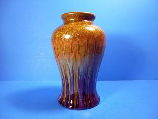 Vintage Art Pottery Drip Glaze Vase,  Handcrafted Classic Decor 8 - 1/4 " Tall