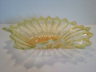 Vintage Fostoria Heirloom Yellow Opalescent Glass Oblong Centerpiece Bowl