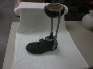 Vintage Metal Polio Leg Brace Leather Shoes Mens Vibram Shoe Steampunk