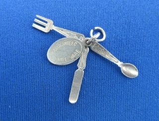 Vintage Sterling Silver Charm Pendant Knife Fork & Spoon Set