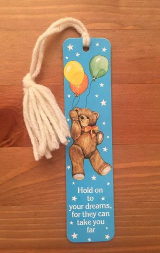 Vtg 1984 " Hold On To Your Dreams " Teddy Bear Antioch Bookmark 70 
