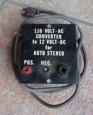 Vintage Volt Converter 110 Volt Ac To 12 Volt Dc For Auto Stereo