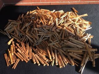 500,  Vintage Wood Wooden Clothes Pins Various Types