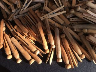 500,  VINTAGE Wood WOODEN CLOTHES PINS Various Types 4