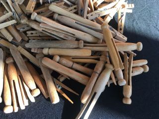 500,  VINTAGE Wood WOODEN CLOTHES PINS Various Types 5