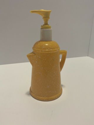 Vintage Avon Yellow Country Style Coffee Pot Hand Lotion Soap Dispenser