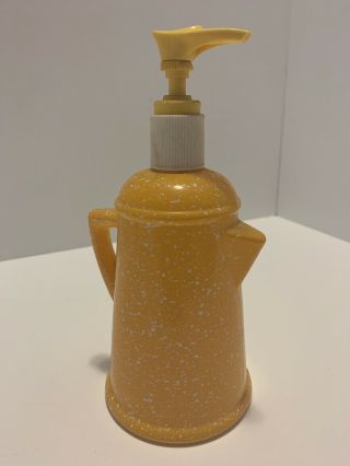 Vintage Avon Yellow Country Style Coffee Pot Hand Lotion Soap Dispenser 2