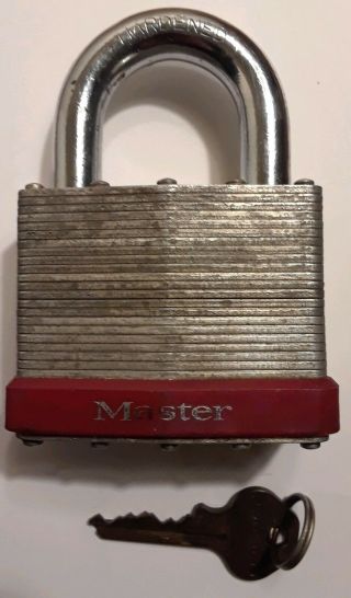 Vintage Master Lock No.  19 Heavy Duty Pad Lock,  With Key,  Padlock
