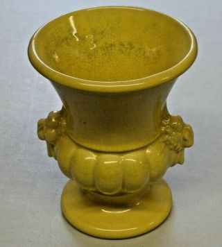 Vintage Mccoy Art Pottery Urn Style Vase Yellow Gloss 6 5/8 " Tall