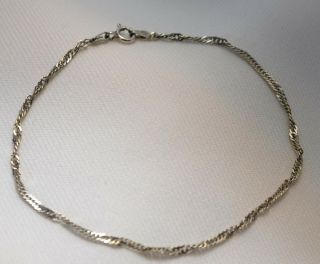Vtg Sterling Silver Italian Twisted Link Ankle Bracelet Anklet