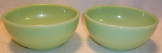 Set Of Two Vtg Fire King Jadeite Small Green Chili Cereal Bowls 5 " Across