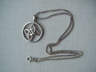 Vintage Sterling Silver Mg Malcolm Gray Celtic Knot Design Pendant Necklace 925