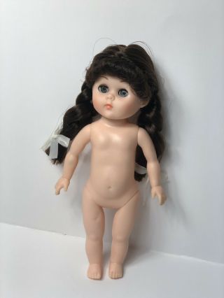 Vintage Vogue Ginny Doll Rooted Brown Braided Hair Nude Dress Me Sleepy Eyes