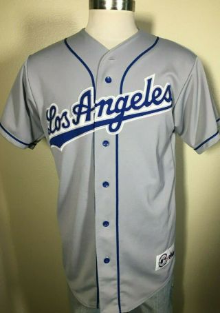 Vintage Los Angeles Dodgers Majestic Gray Stitched Baseball Jersey Men 