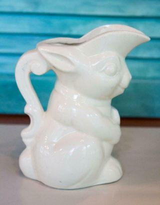 Vintage White Bunny Rabbit Pottery Pitcher Creamer Unmarked Mccoy? Shawnee? Usa?
