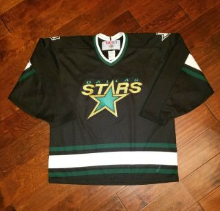 Vtg 90’s Dallas Stars Black Ccm Nhl Hockey Jersey - Size Large