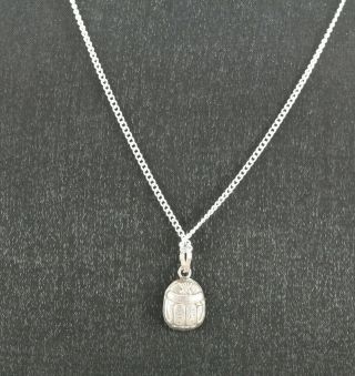 Wonderful Vintage Sterling Silver Egyptian Scarab Beetle & Necklace Hallmarked