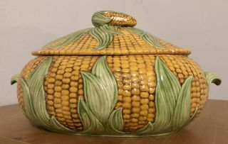 Vintage Ceramic Hand Made Hand Painted Corn Cookie Jar