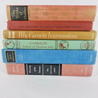 Set Of 6 Vintage Books For Decor Staging Props Display Upcycle Blue Red Green